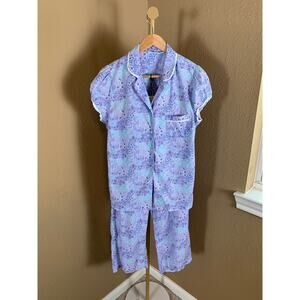 Sussan Australia Cotton Floral Pajama Set Small Blue Lavender Lounge Sleepwear